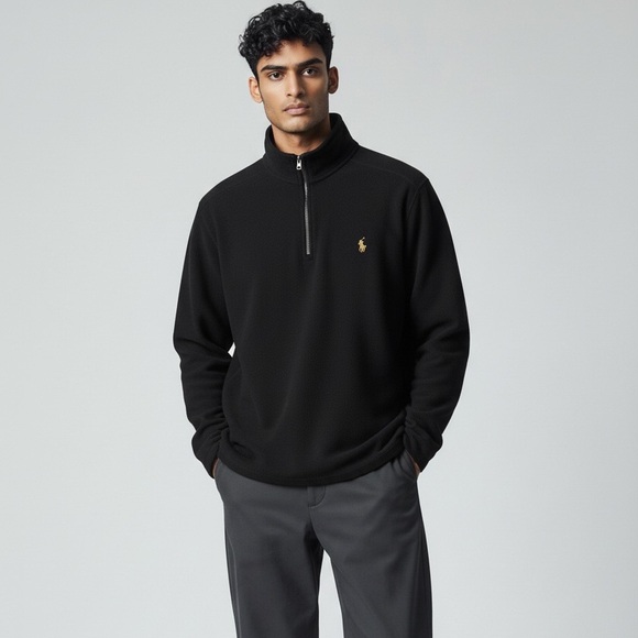 Polo Ralph Lauren Black Quarter Zip Pullover Sweater Size S - Picture 10 of 15